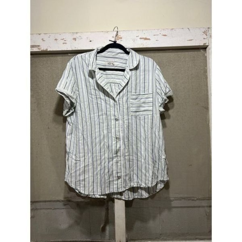 Ugg Striped Short Sleeve Button Down Shirt SZ XL